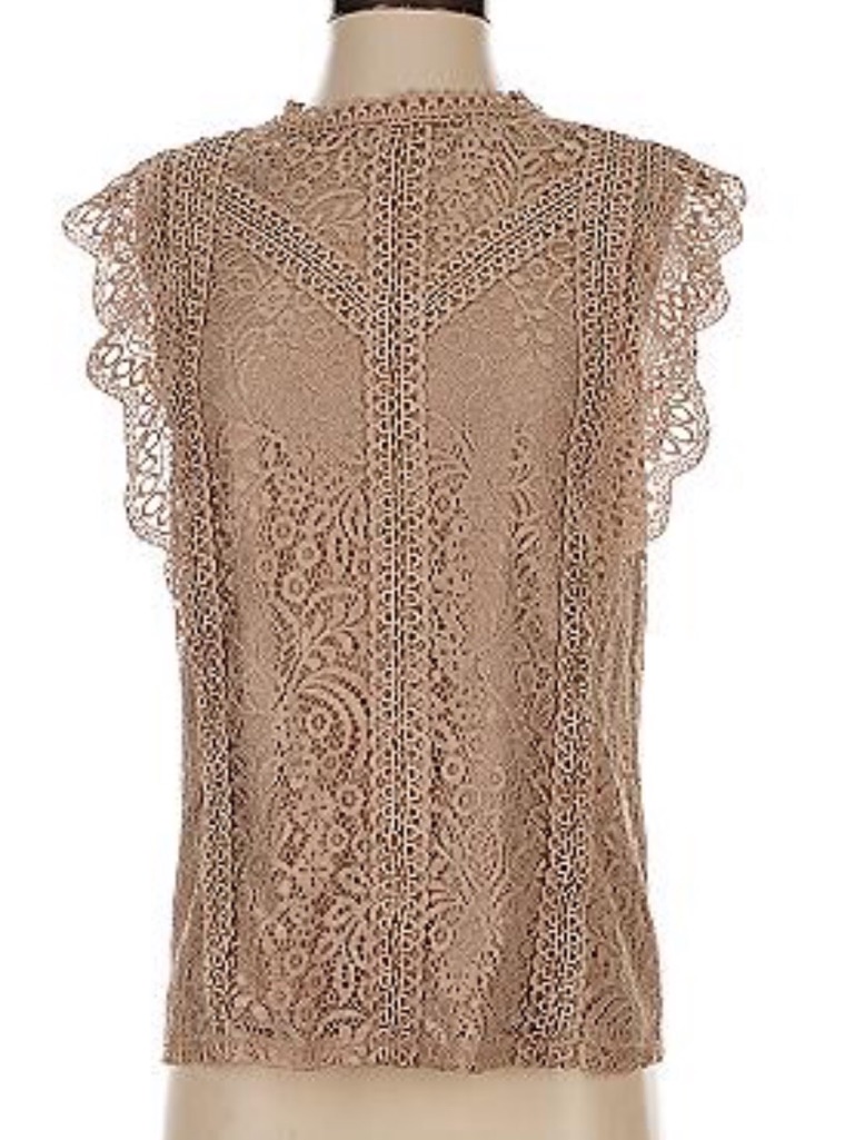 Cable & Gauge Women’s Sleeveless Lace Overlay Top- Ecu